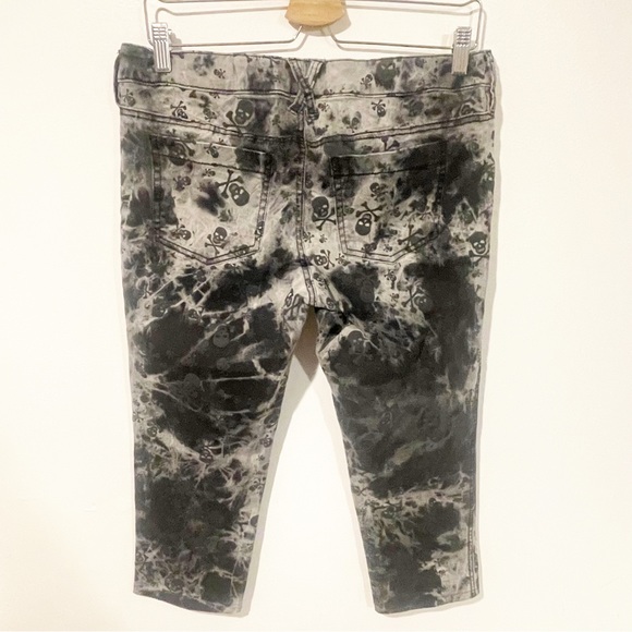 Royal Bones Juniors 13 Black Grey Skull Print Tie Dyed Cropped Jeans Goth - Picture 4 of 4